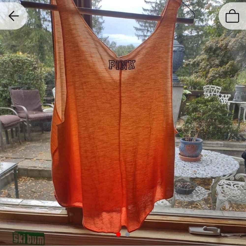 2000s PINK ultra soft & light vtg varsity jersey tank ripped semi transparent